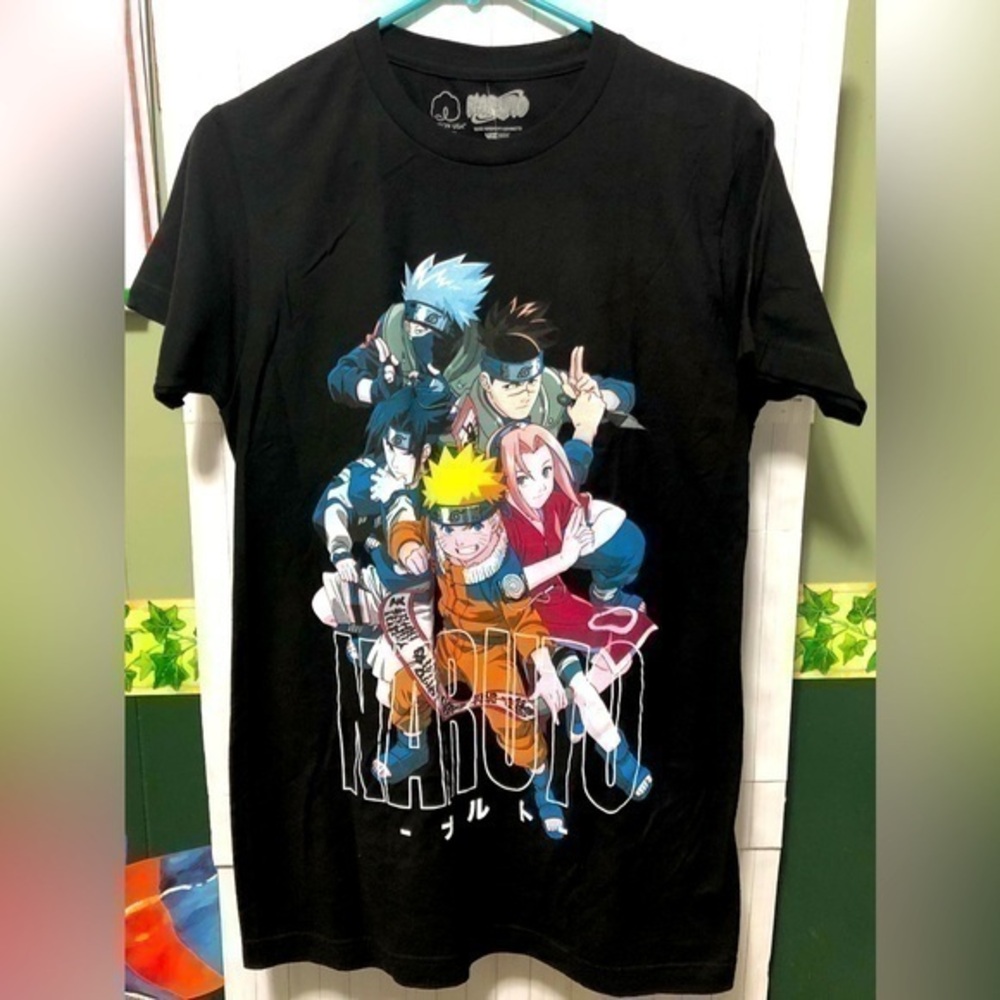 🚦Naruto Team 7 & Iruka Sensei Black Crew Neck Short Sleeve Graphic Tee